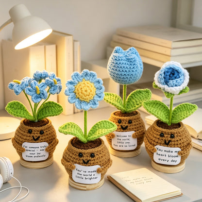Home Decor - Handmade Crochet Potted Flower, Assorted Cute Pot