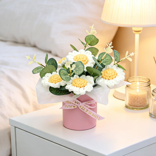 Smart Home Gadget - Handmade Crochet Potted Bouquet, Everlasting Soft