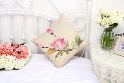 Ink Painting Flowers And Plants Peach Peel Printing Furniture Decoration Pillow Cover