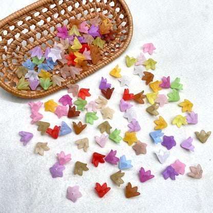 3D Matte Acrylic Lily Flower Buds, Translucent Frosted Petal Charms For DIY Hair Accessories, Earrings & Craft Jewelry Supplies.