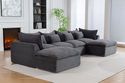 129.8" Width Cloud Couch Oversized Modular Sectional Sofa True Relax
