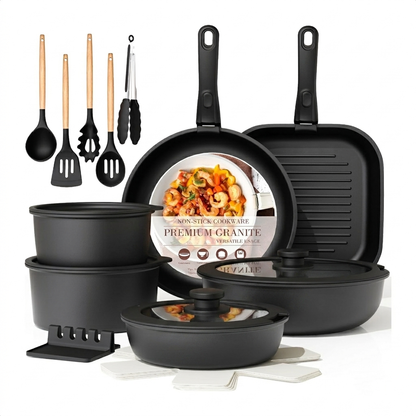 21 &23 Pcs Pots And Pans Set Non Stick, No-stick Cookware Set Detachable Handle, Kitchen Cooking Set Removable Handles, Oven Safe, Induction Ready