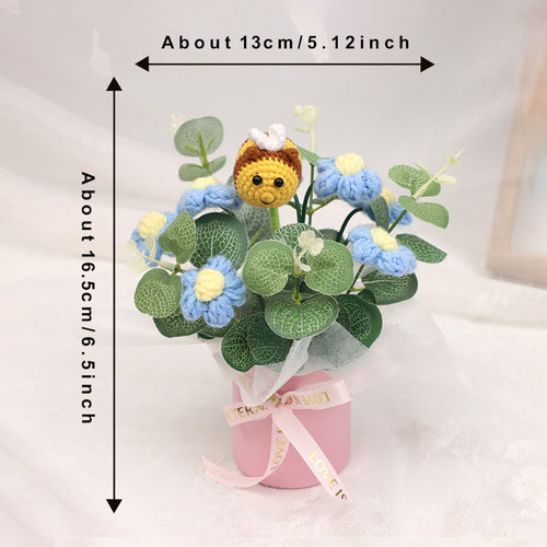 Home Decor - Handmade Crochet Flower Bouquet, Cute Little Bee Dolls