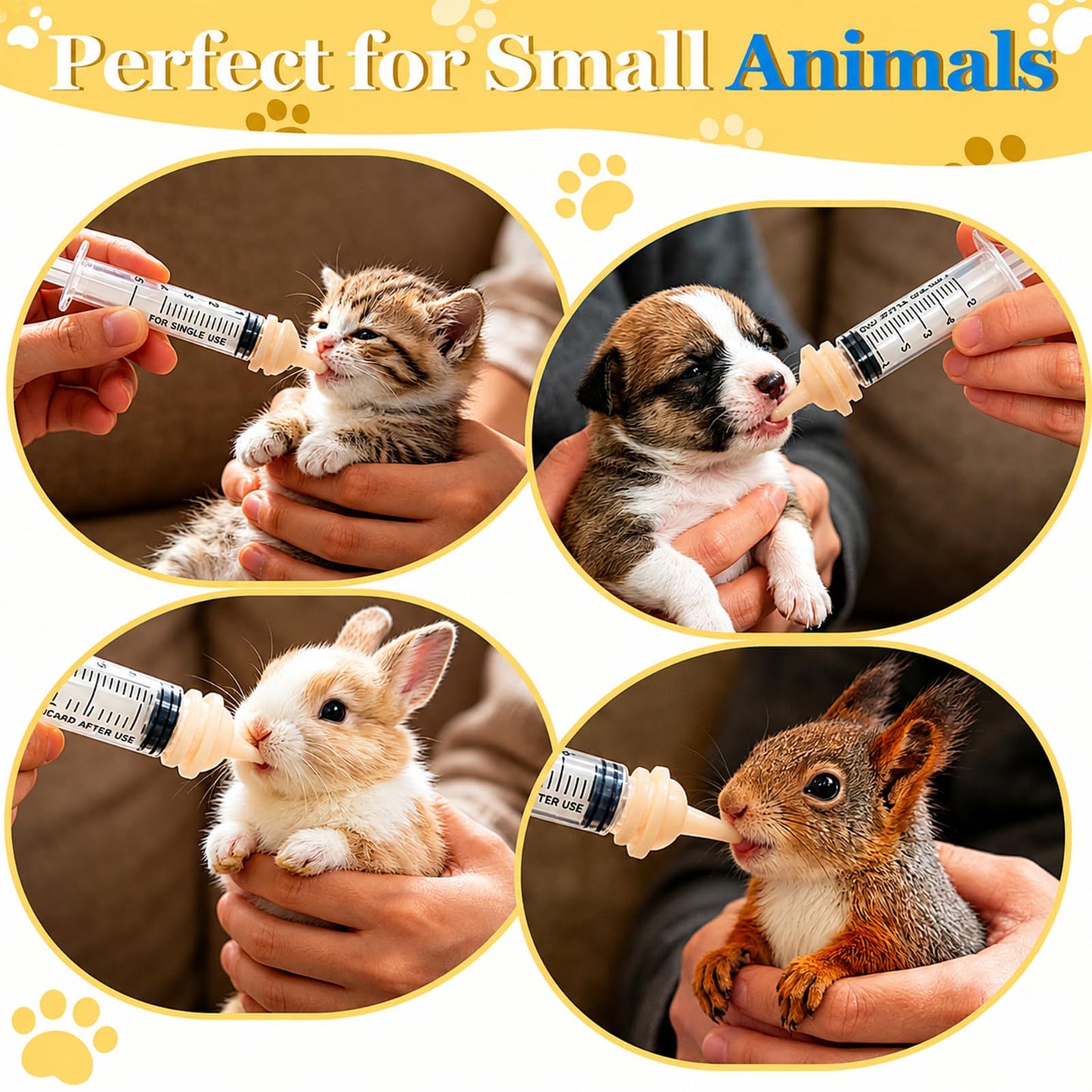 Pet Feeding Nipple And Syringes, Silicone Feeding Tools For Newborn Kittens, Puppies, Rabbits, Small Animals