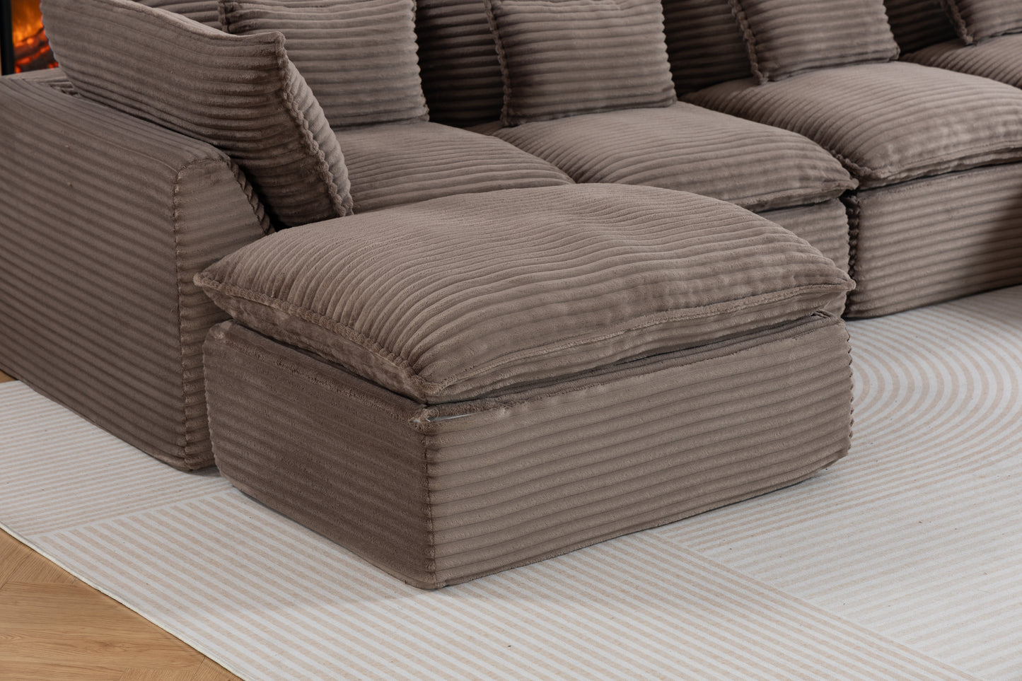 129.8" Width Cloud Couch Oversized Modular Sectional Sofa True Relax
