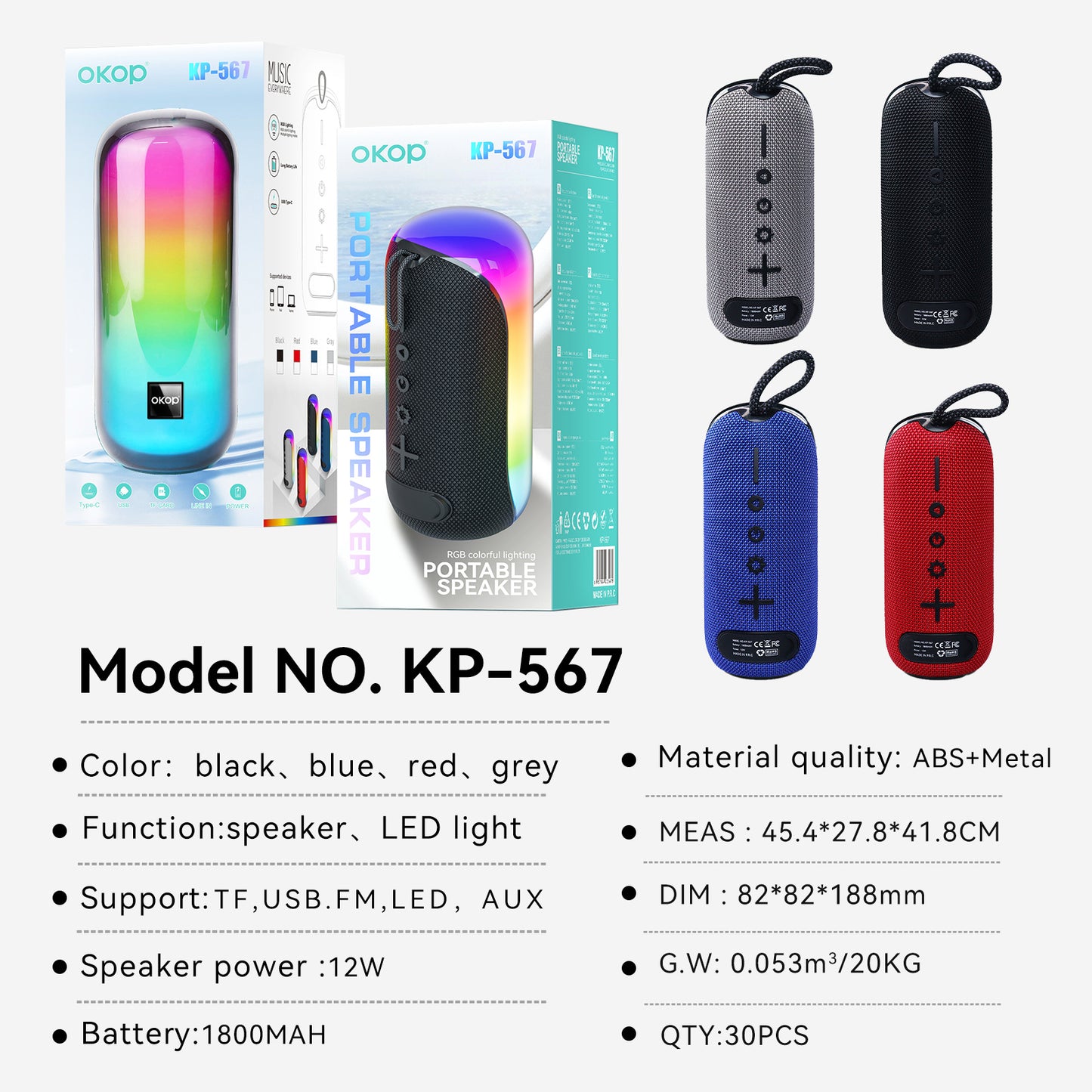 KP-567 Best-Selling Bluetooth Speaker High-Quality Sound New Compact Wireless Model For Home Outdoor Use Portable Mini Subwoofer In Stock