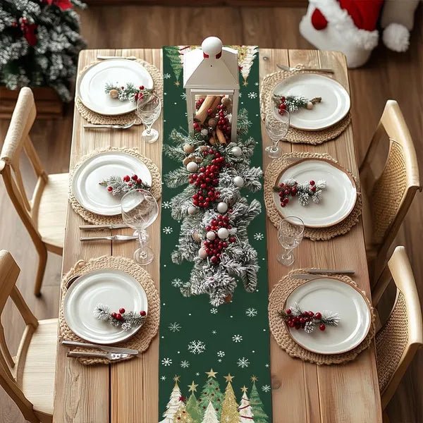Kitchen Organizer - Christmas Table Runner 13x72 Inch, Xmas Trees