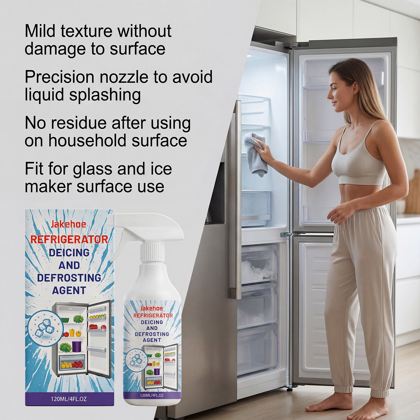 Jakehoe Defrosting Spray For Daily Cleaning Of Household Refrigerators And Freezers, Easy-To-Use Multifunctional Spray For Defrosting And Thawing