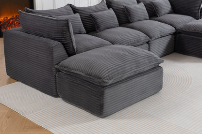 129.8" Width Cloud Couch Oversized Modular Sectional Sofa True Relax