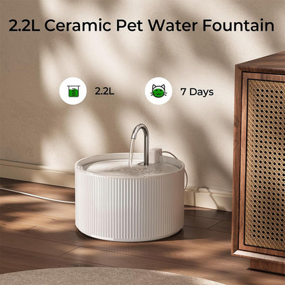 Pet Supplies - Ceramic Cat Water Fountain 2.2L Pet Automatic Water