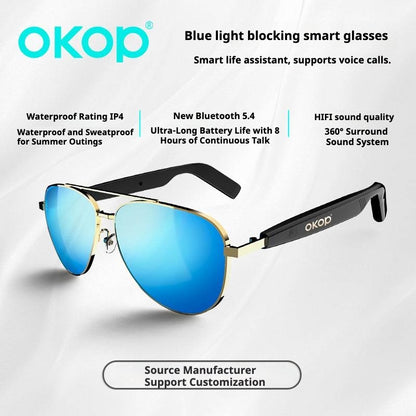 KP-Y101 Smart Bluetooth Glasses Waterproof Sweatproof Bluetooth Headset Voice Calls Blue Light Blocking Air Conduction In Stock
