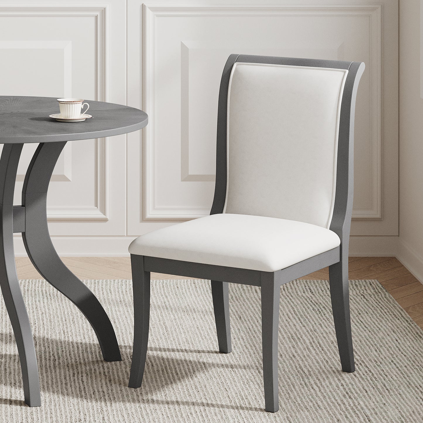 Kitchen Organizer - Oak Gray Dining Table Set:39.4" Round Table + 2
