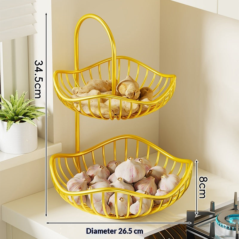 Kitchen Onion Ginger And Garlic Basket Double-layer Fruit Storage Rack