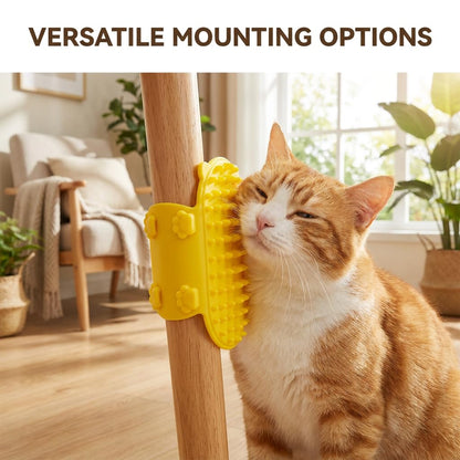 2pc Cat Self Groomer, Silicone Soft Wall Corner Massage Brush With Adjustable Straps, Interactive Scratcher Comb For Indoor Cats & Kittens, Table Leg