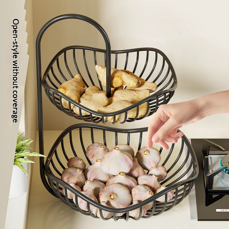 Kitchen Onion Ginger And Garlic Basket Double-layer Fruit Storage Rack