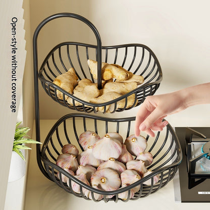 Kitchen Onion Ginger And Garlic Basket Double-layer Fruit Storage Rack