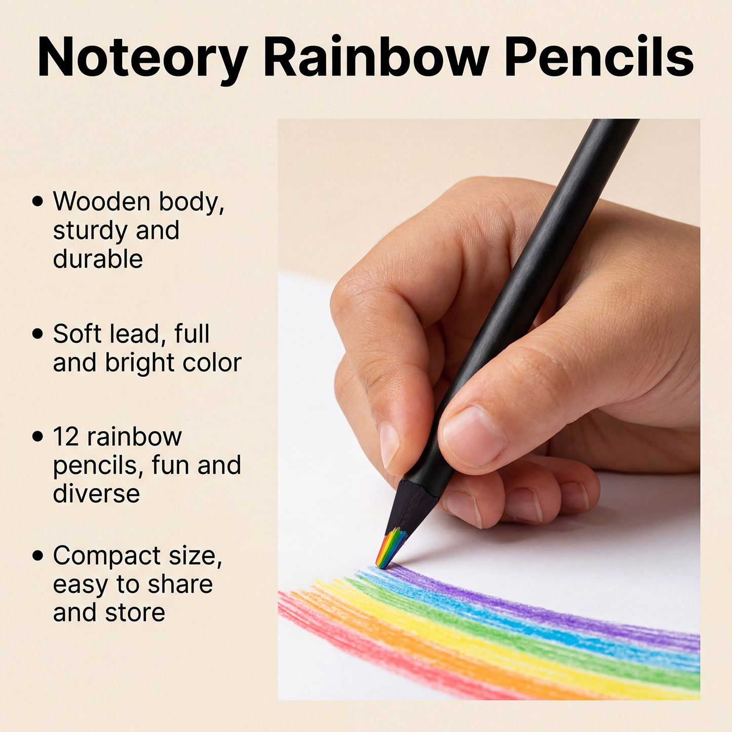 Noteory Rainbow Pencil Multi-Color Pencil For Drawing And Graffiti Art Supplies Gradient Color Hand Drawing Pen