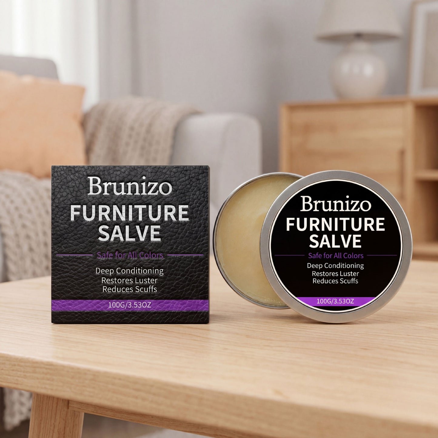 West Moon Furniture Brunizo Leather & Wood 2-in-1 Care Cream For Cleaning And Maintaining Leather And Wooden Furniture