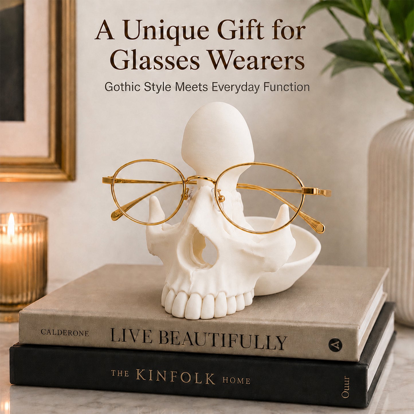 Home Decor - 3D Printed Skull Eyeglass Holder With Storage Tray