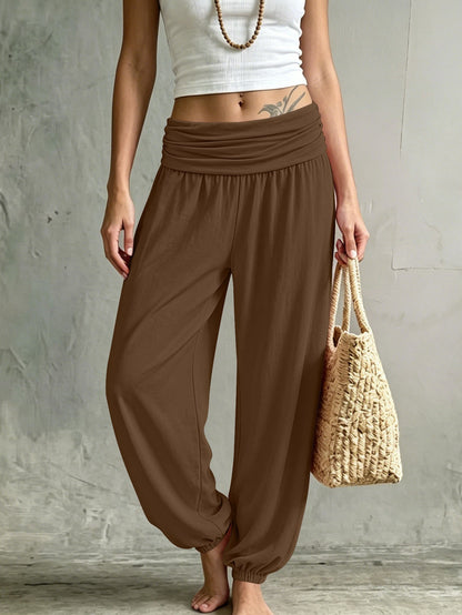 Smart Home Gadget - Pleated High-waisted Wide-leg Jogger Pants For