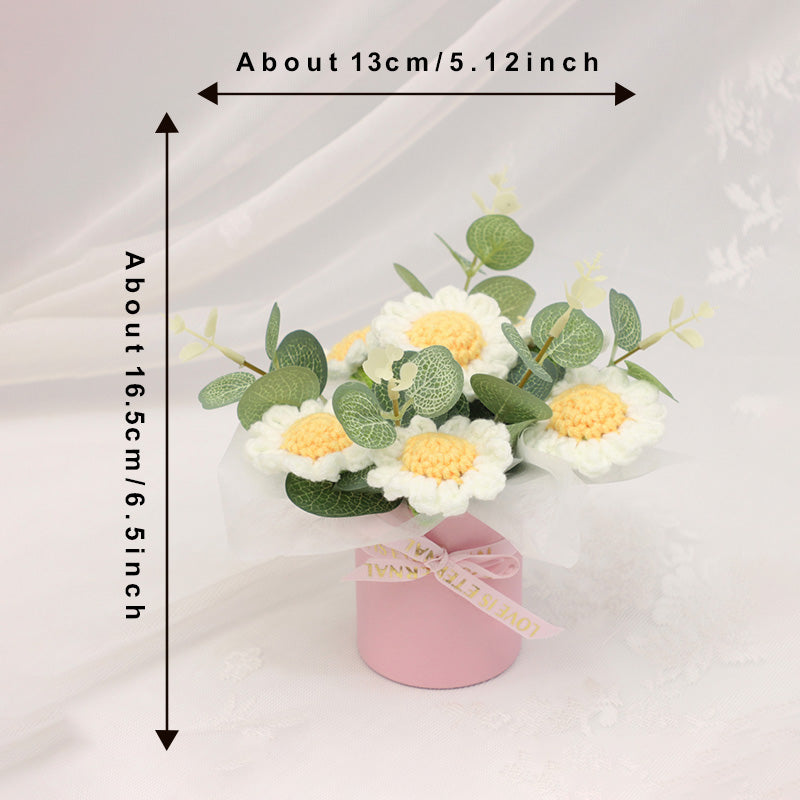 Smart Home Gadget - Handmade Crochet Potted Bouquet, Everlasting Soft