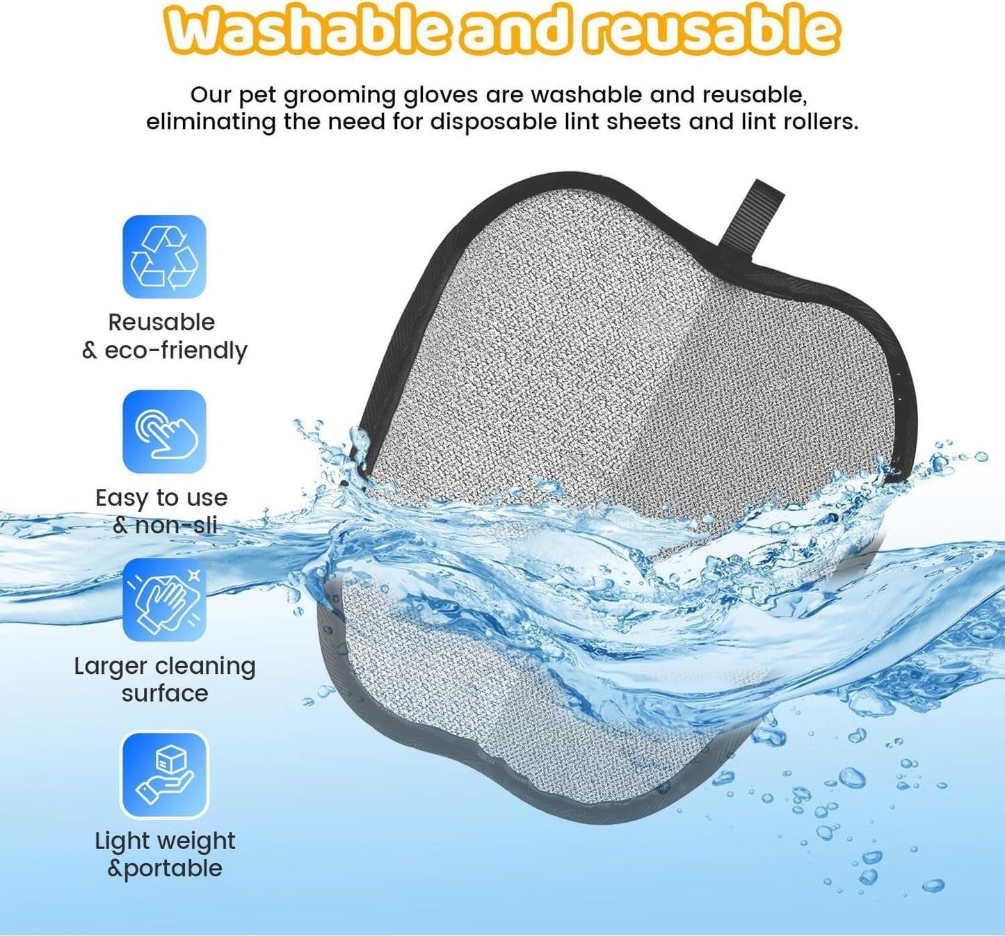 Pet Hair Removal Glove For Dogs & Cats, Upgraded Reusable Electrostatic Pet Hair Remover Glove, Magic Brush Mitt Tool For Couch, Furniture, Bed