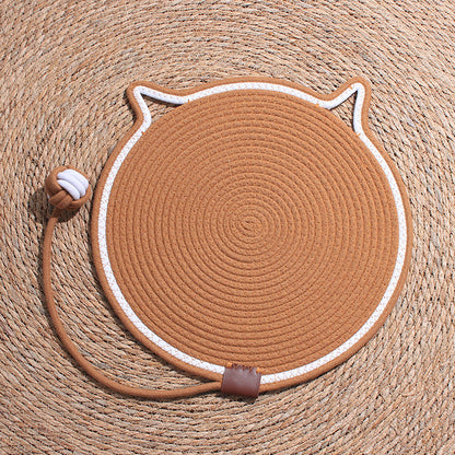 Cat Scratch Pad For Indoor Cats Kitten Round Cat Scratcher Pad, Woven Cotton Rope Cat Scratching Mat, Couch Protector For Wall, Furniture, Carpets