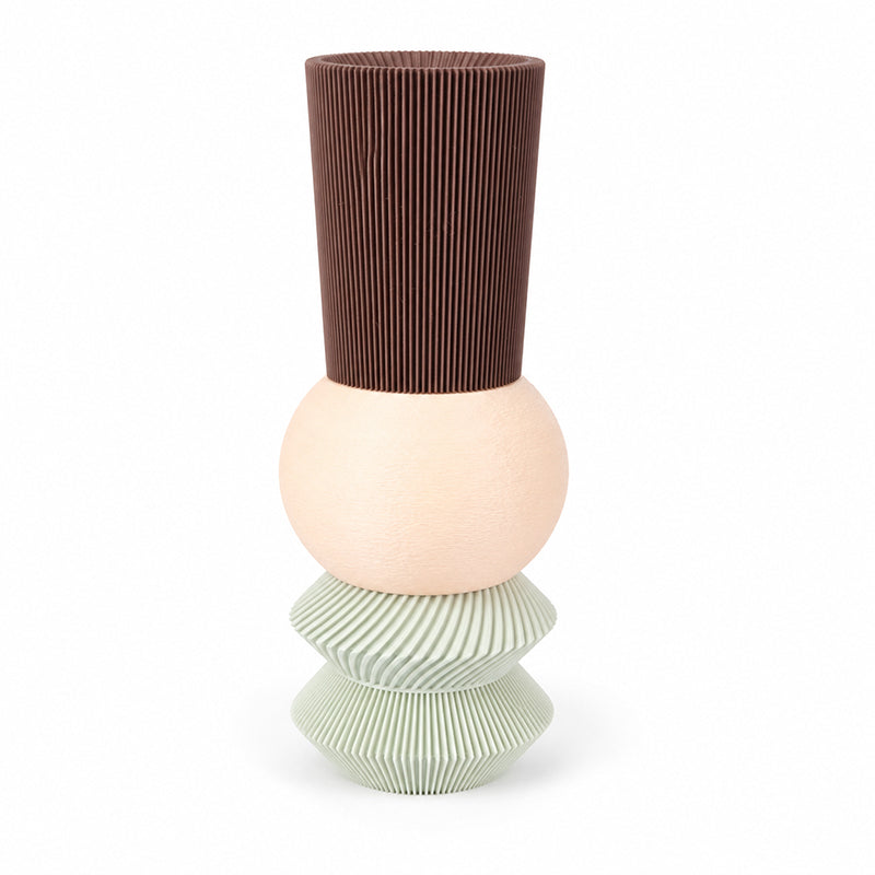 3D Printed Stacked Sculptural Vase, Modern Textured Table Ornament