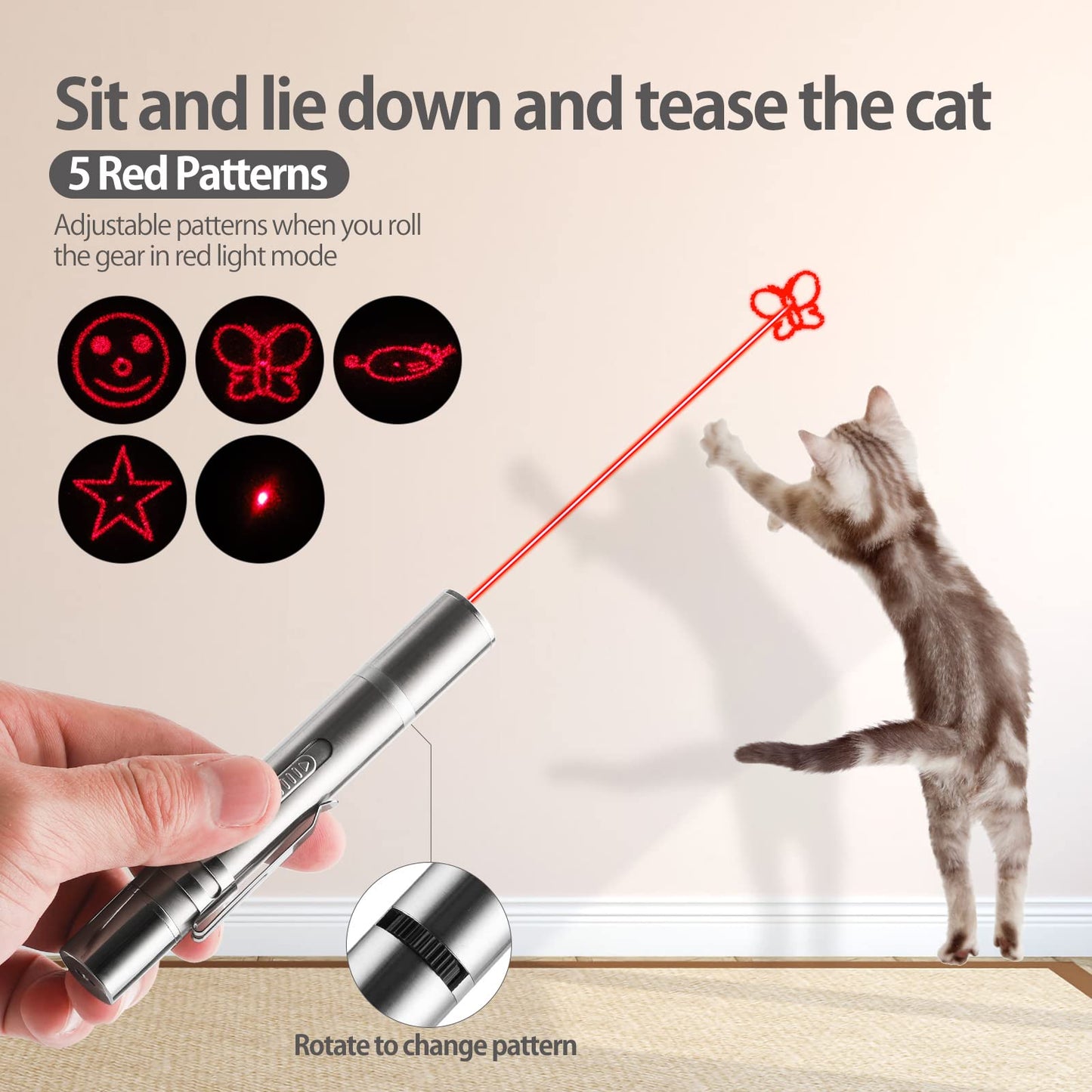 Pet Supplies - Interactive Cat Toy, Rechargeable Red Light Chasing