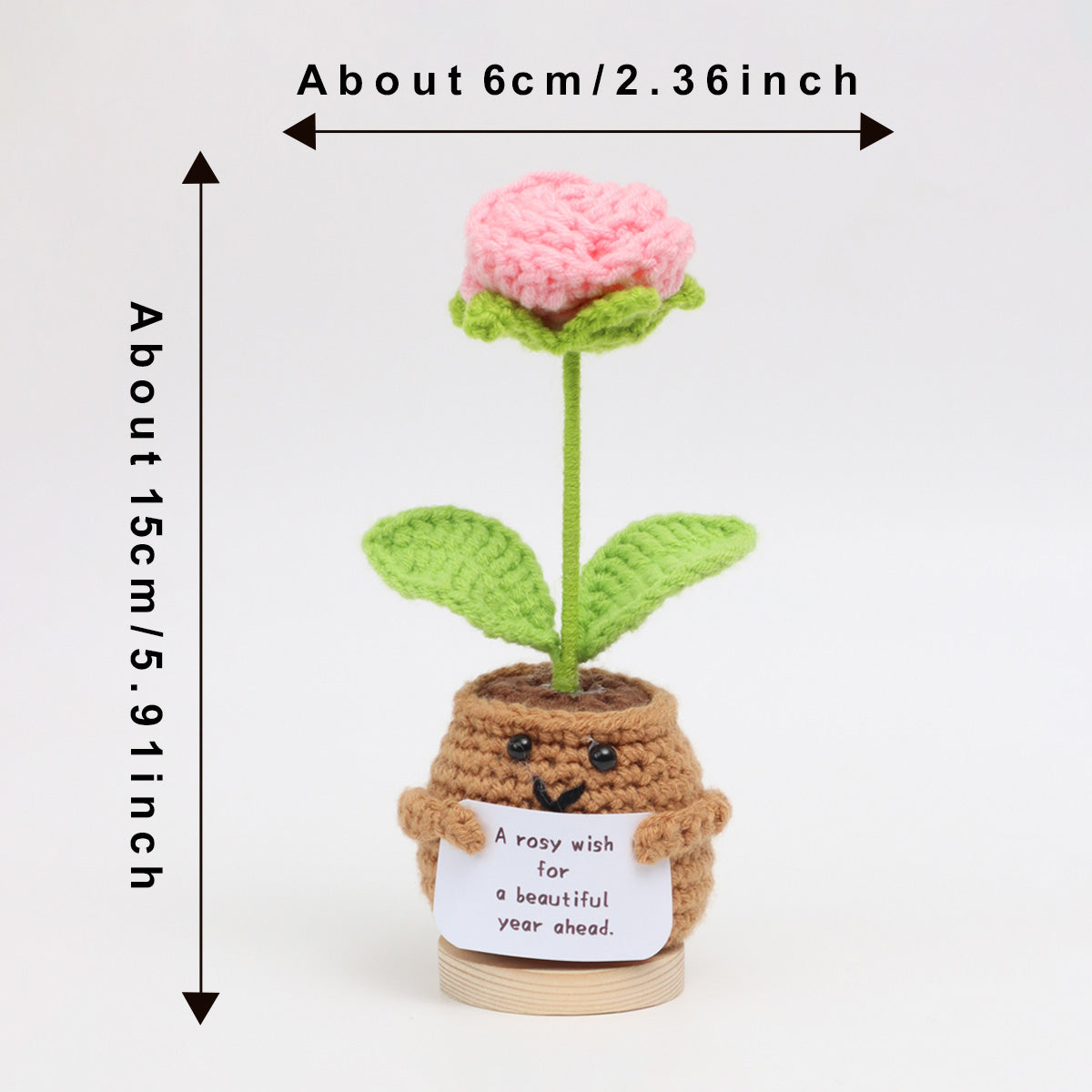 Handmade Crochet Romantic Shaped Potted Flower Ornaments, Everlasting Soft Yarn Crochet Blooms With Inspirational Note, Indoor Home Tabletop