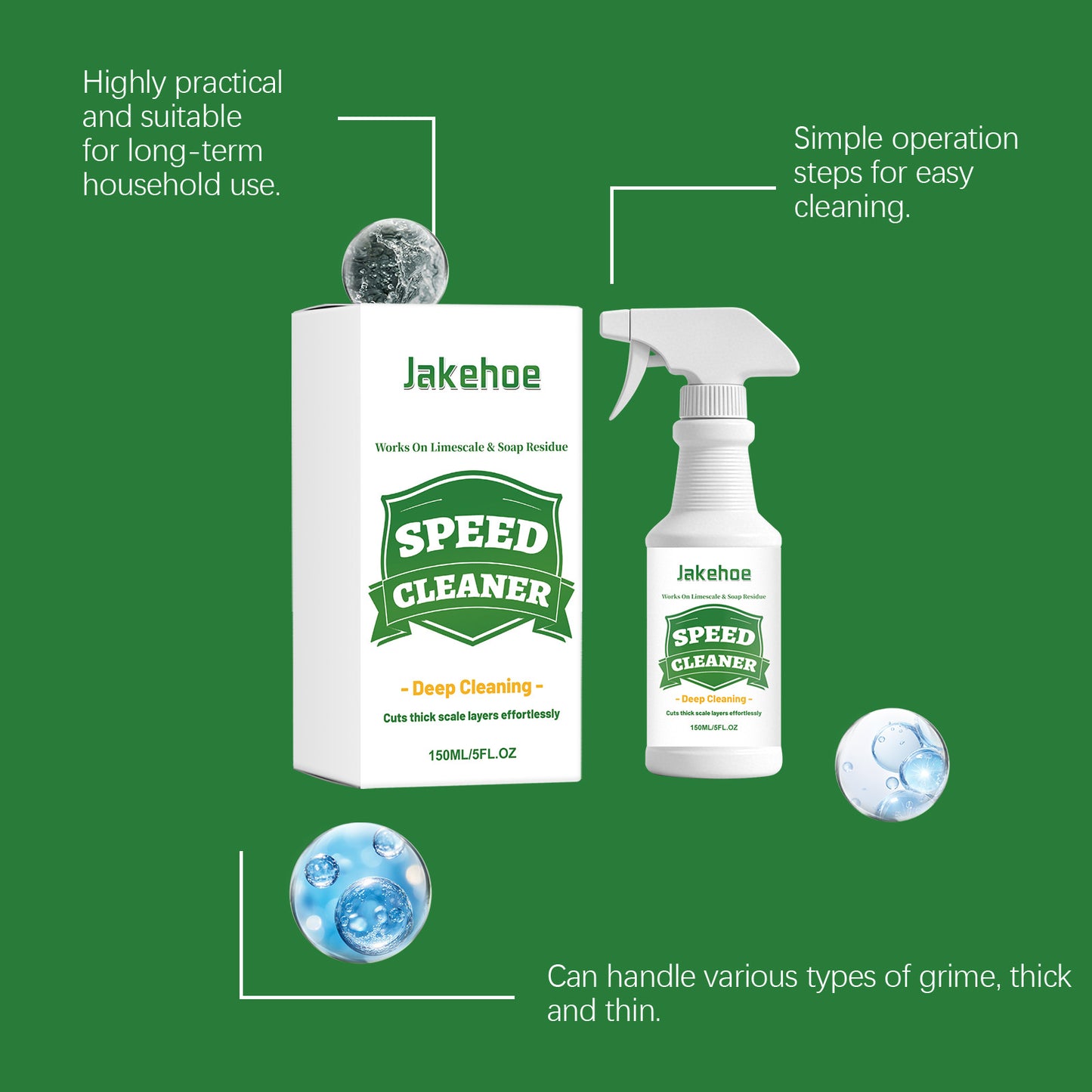 JAKEHOE Multi-Purpose Cleaner Gentle Daily Cleaning For Furniture, Kitchen And Bathroom Stains And Grime Removal.