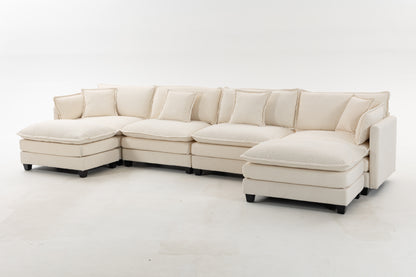 Modern 4seats with 2ottoman 149.61"Sectional Sofa with Waist