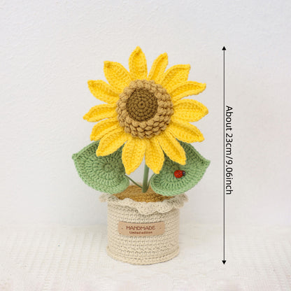 Home Decor - Handmade Crochet Flower Bouquet, Sunflower Matched With