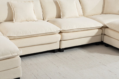 Modern 4seats with 2ottoman 149.61"Sectional Sofa with Waist