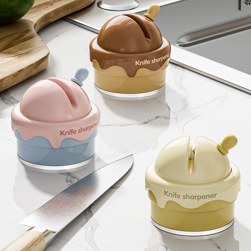 Ice Cream Shaped Suction Cup Knife Sharpener For Home Kitchens