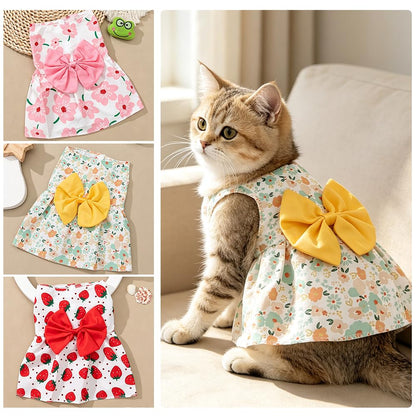 3 Pack Pet Dog Dress, Dog Dresses For Small Girl, Floral Sleeveless Summer Clothes For Small Pet Dogs Cats, Girl Dog Clothes