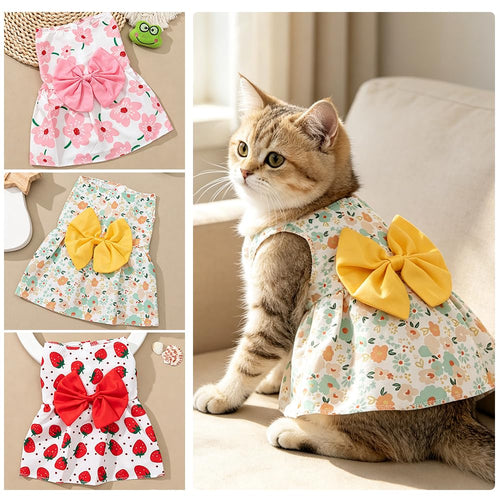 3 Pack Pet Dog Dress, Dog Dresses For Small Girl, Floral Sleeveless Summer Clothes For Small Pet Dogs Cats, Girl Dog Clothes