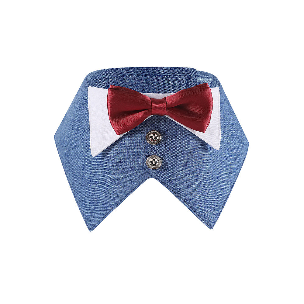 British-style Suit Pet Bib Velcro Pet Triangle Scarf
