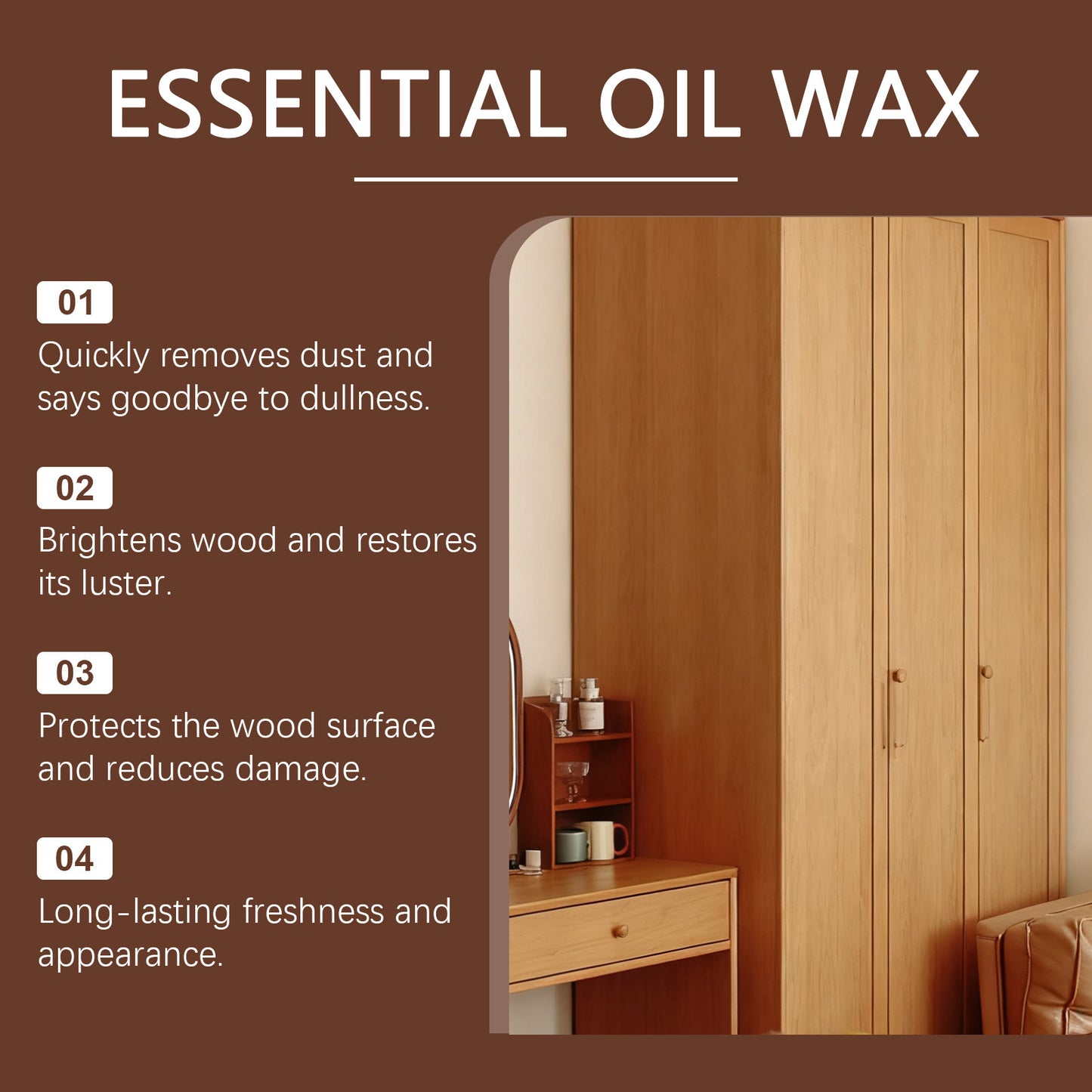 Jakehoe Beeswax Furniture Polisher Cleans And Polishes Wooden Surfaces, Enhances Shine, Household Care Agent