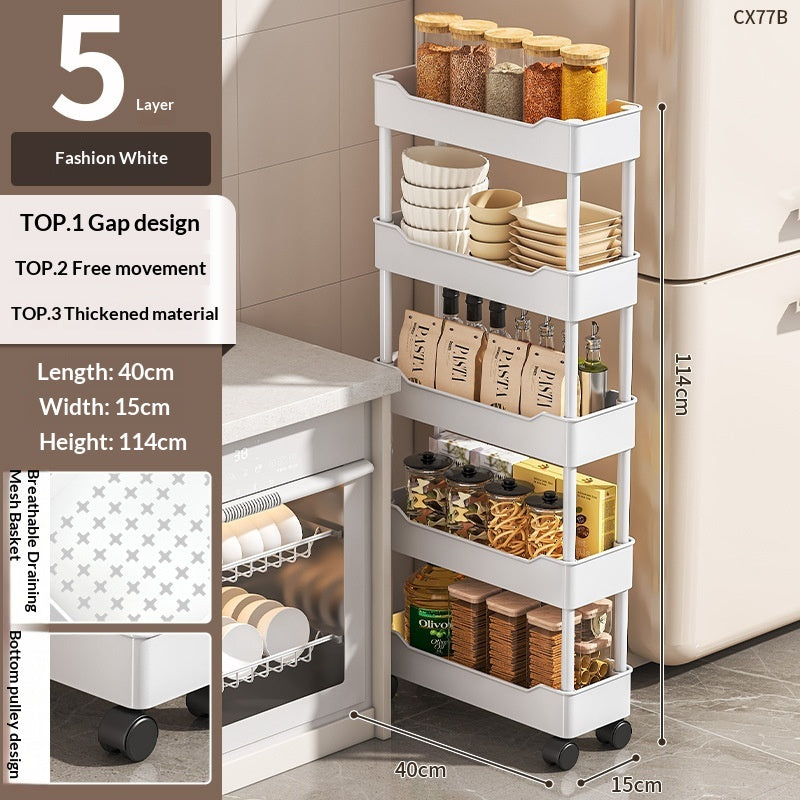 Kitchen Organizer - Ultra-Narrow Floor-Standing Kitchen Shelf With