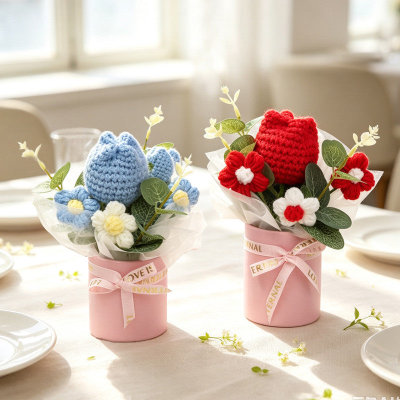 Home Decor - Handmade Crochet Flower Bouquet, Multi-color