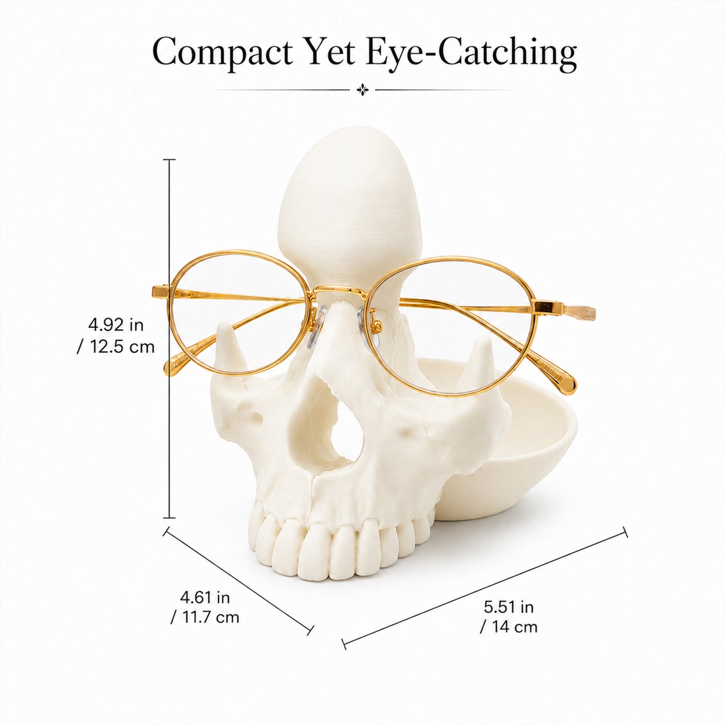 Home Decor - 3D Printed Skull Eyeglass Holder With Storage Tray