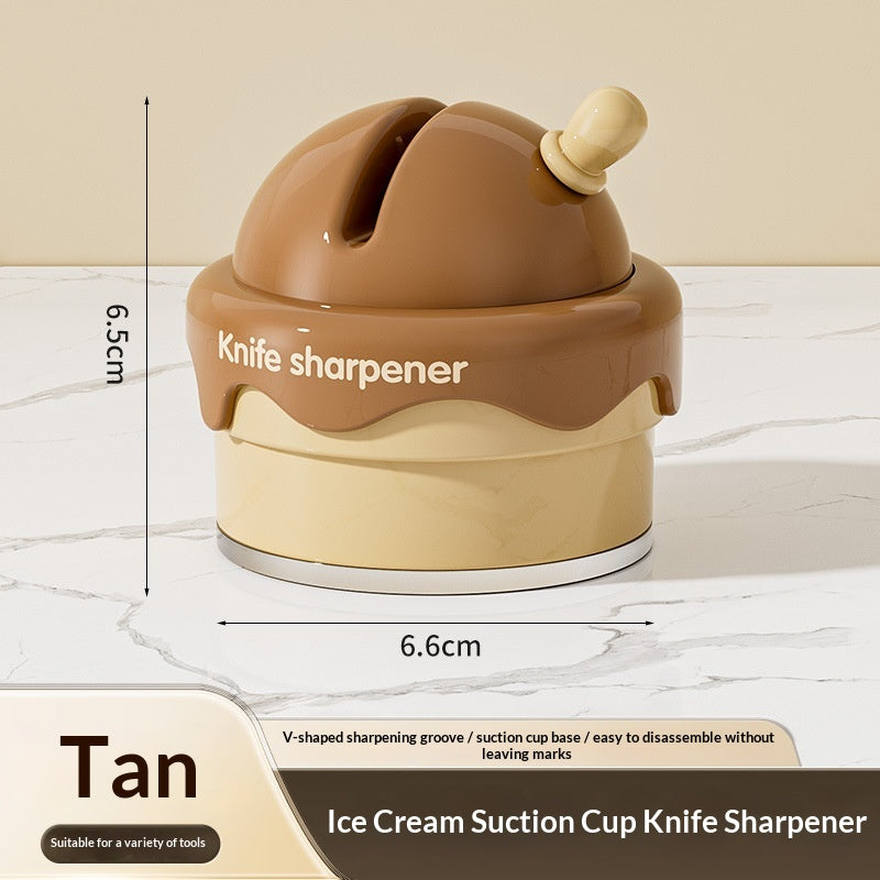 Ice Cream Shaped Suction Cup Knife Sharpener For Home Kitchens