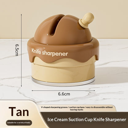 Ice Cream Shaped Suction Cup Knife Sharpener For Home Kitchens