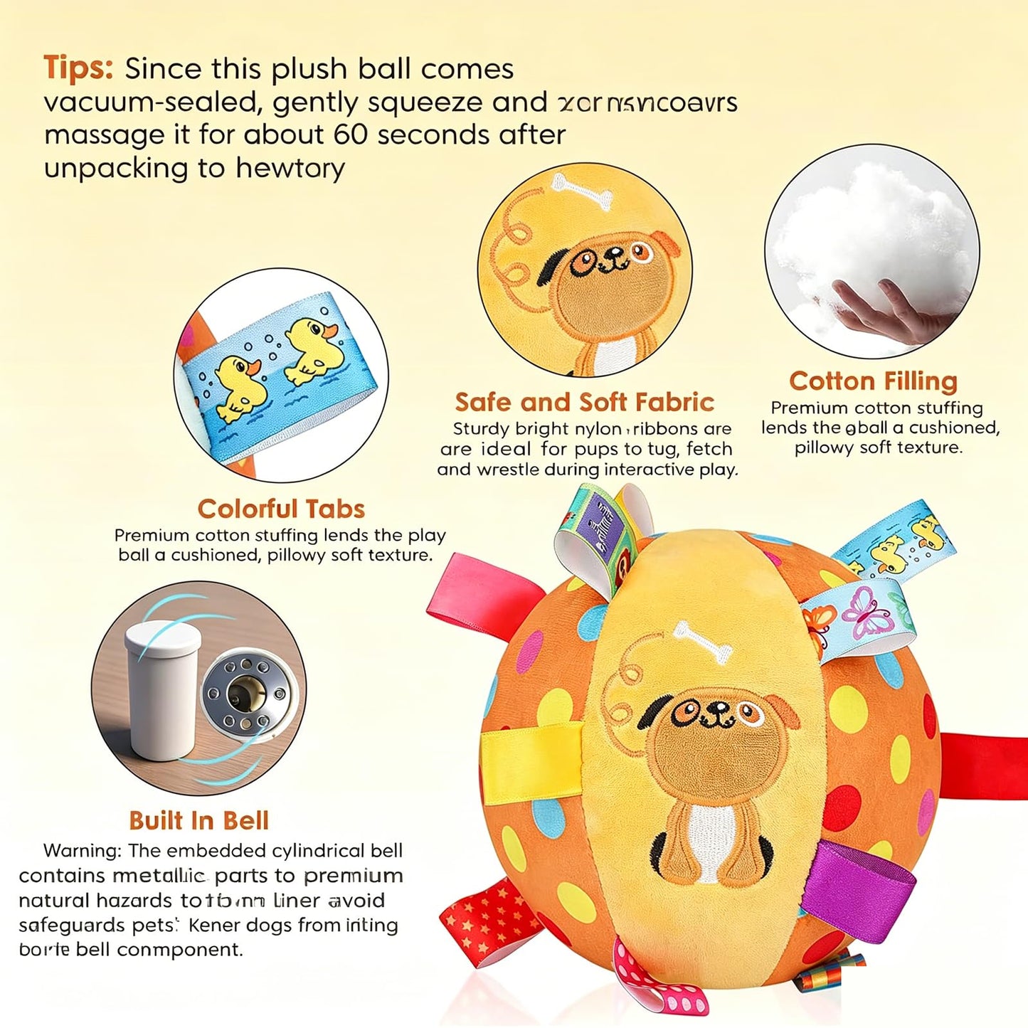 Colorful Squeaky Hanging Dog Training Toy, Squeaky Hanging Dog Toy, Dogs Ball With Ribbons And Bell, Pet Interactive Fetch Toys For Small Medium Dog
