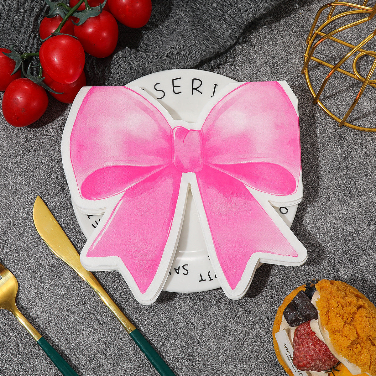 Home Decor - Bow-Shaped Special-Shaped Printed Napkins Party Napkins