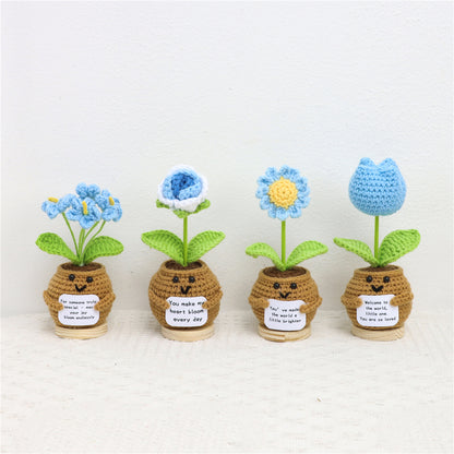 Home Decor - Handmade Crochet Potted Flower, Assorted Cute Pot