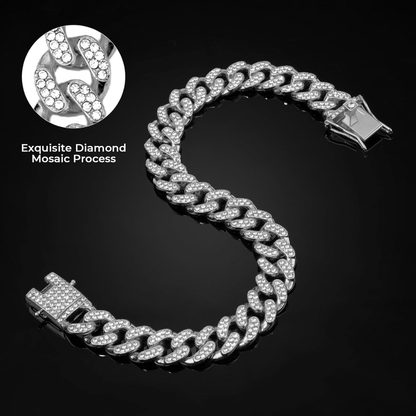 Pet Supplies - Dog Chain Collar Silver Dog Necklace Diamond Cuban
