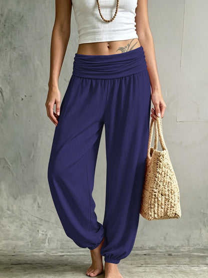 Smart Home Gadget - Pleated High-waisted Wide-leg Jogger Pants For