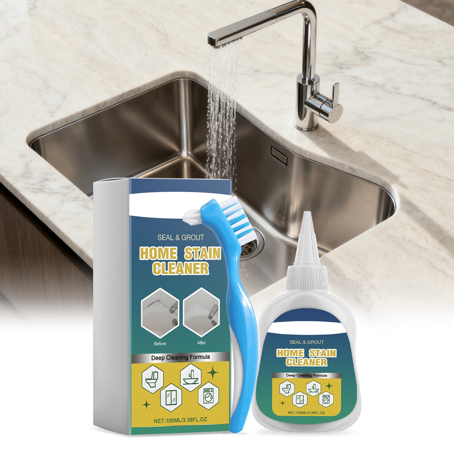 Household Stain Removal Cleaning Gel, Deep Stain Removal, Multi-Effect Cleaning For Tiles And Grout, Universal, Splash-Free, Convenient Packaging
